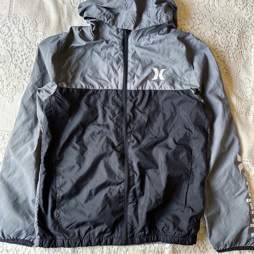 Hurley Kid’s Youth Boy’s Size Large Full Zip Hooded Jacket Gray & Black